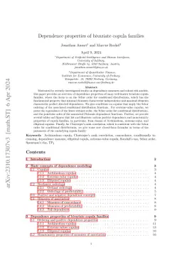 Dependence properties of bivariate copula families