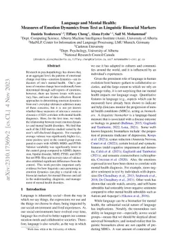 Language and Mental Health: Measures of Emotion Dynamics from Text as
  Linguistic Biosocial Markers