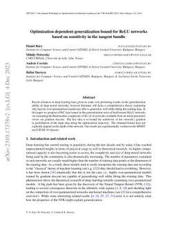 Optimization dependent generalization bound for ReLU networks based on
  sensitivity in the tangent bundle