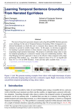Learning Temporal Sentence Grounding From Narrated EgoVideos