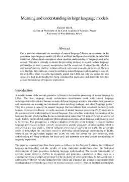 Meaning and understanding in large language models