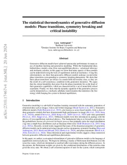 The statistical thermodynamics of generative diffusion models: Phase
  transitions, symmetry breaking and critical instability