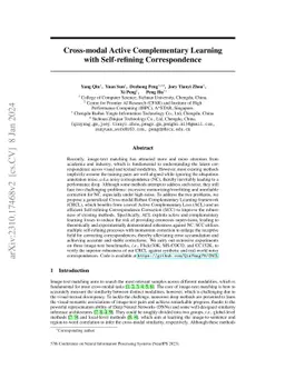 Cross-modal Active Complementary Learning with Self-refining
  Correspondence