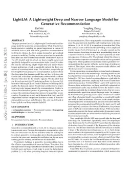 LightLM: A Lightweight Deep and Narrow Language Model for Generative
  Recommendation
