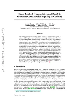 Neuro-Inspired Fragmentation and Recall to Overcome Catastrophic
  Forgetting in Curiosity
