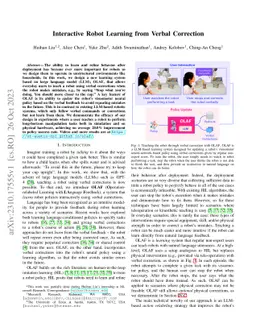 Interactive Robot Learning from Verbal Correction