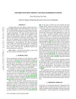 Towards Matching Phones and Speech Representations