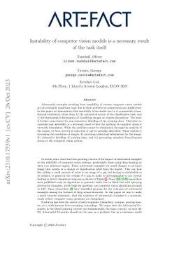 Instability of computer vision models is a necessary result of the task
  itself