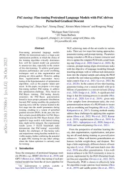 PAC-tuning:Fine-tuning Pretrained Language Models with PAC-driven
  Perturbed Gradient Descent