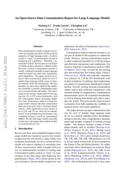 An Open Source Data Contamination Report for Large Language Models