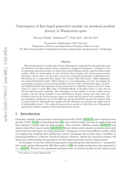 Convergence of flow-based generative models via proximal gradient
  descent in Wasserstein space