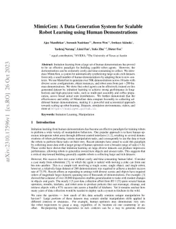 MimicGen: A Data Generation System for Scalable Robot Learning using
  Human Demonstrations