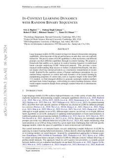 In-Context Learning Dynamics with Random Binary Sequences
