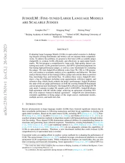 JudgeLM: Fine-tuned Large Language Models are Scalable Judges