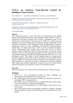 ACWA: An AI-driven Cyber-Physical Testbed for Intelligent Water Systems