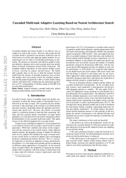 Cascaded Multi-task Adaptive Learning Based on Neural Architecture
  Search