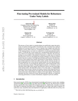 Fine tuning Pre trained Models for Robustness Under Noisy Labels