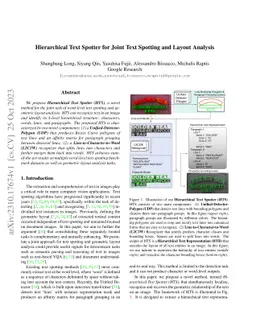 Hierarchical Text Spotter for Joint Text Spotting and Layout Analysis
