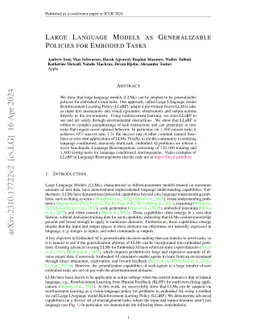 Large Language Models as Generalizable Policies for Embodied Tasks