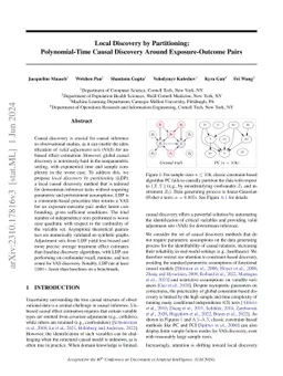 Local Discovery by Partitioning: Polynomial-Time Causal Discovery Around
  Exposure-Outcome Pairs