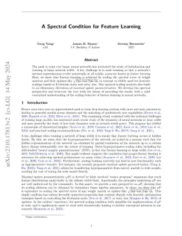 A Spectral Condition for Feature Learning