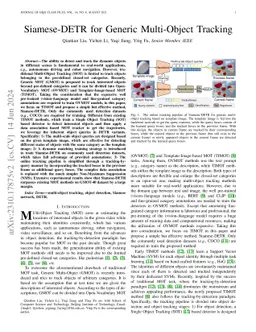 Siamese-DETR for Generic Multi-Object Tracking