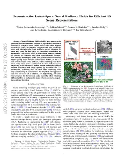 Reconstructive Latent-Space Neural Radiance Fields for Efficient 3D
  Scene Representations