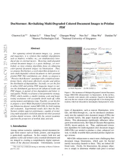 DocStormer: Revitalizing Multi-Degraded Colored Document Images to
  Pristine PDF