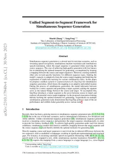 Unified Segment-to-Segment Framework for Simultaneous Sequence
  Generation