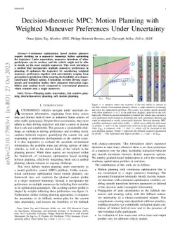 Decision-theoretic MPC: Motion Planning with Weighted Maneuver
  Preferences Under Uncertainty