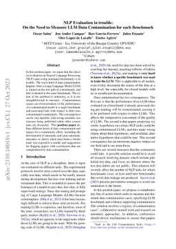 NLP Evaluation in trouble: On the Need to Measure LLM Data Contamination
  for each Benchmark