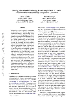 "Honey, Tell Me What's Wrong", Global Explanation of Textual
  Discriminative Models through Cooperative Generation