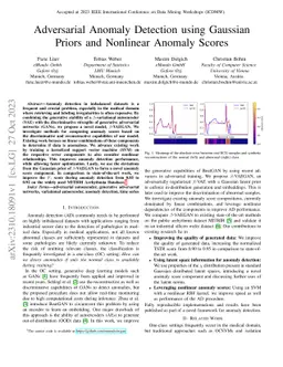 Adversarial Anomaly Detection using Gaussian Priors and Nonlinear
  Anomaly Scores