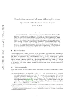 Transductive conformal inference with adaptive scores