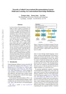 Towards a Unified Conversational Recommendation System: Multi-task
  Learning via Contextualized Knowledge Distillation