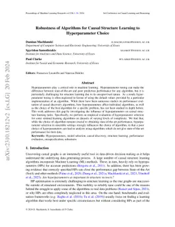 Robustness of Algorithms for Causal Structure Learning to Hyperparameter
  Choice