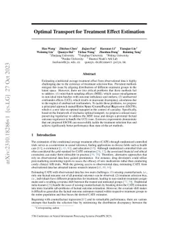 Optimal Transport for Treatment Effect Estimation