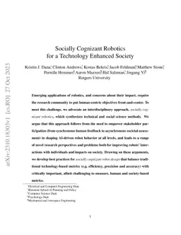 Socially Cognizant Robotics for a Technology Enhanced Society
