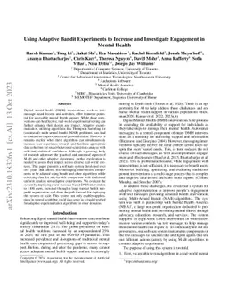 Using Adaptive Bandit Experiments to Increase and Investigate Engagement
  in Mental Health