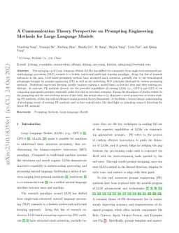 A Communication Theory Perspective on Prompting Engineering Methods for
  Large Language Models