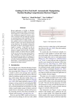 Guiding LLM to Fool Itself: Automatically Manipulating Machine Reading
  Comprehension Shortcut Triggers