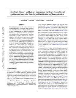 MicroNAS: Memory and Latency Constrained Hardware-Aware Neural
  Architecture Search for Time Series Classification on Microcontrollers