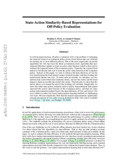 State-Action Similarity-Based Representations for Off-Policy Evaluation