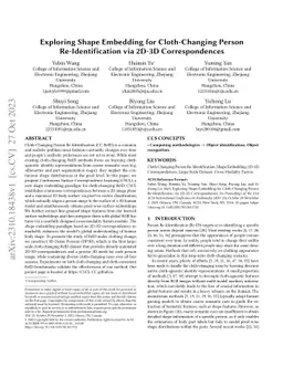 Exploring Shape Embedding for Cloth-Changing Person Re-Identification
  via 2D-3D Correspondences