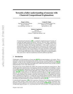Towards a fuller understanding of neurons with Clustered Compositional
  Explanations