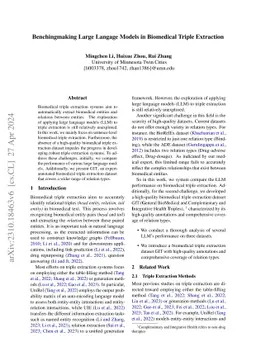 Benchingmaking Large Langage Models in Biomedical Triple Extraction