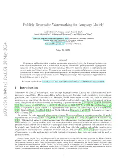 Publicly-Detectable Watermarking for Language Models