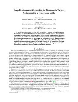Deep Reinforcement Learning for Weapons to Targets Assignment in a
  Hypersonic strike