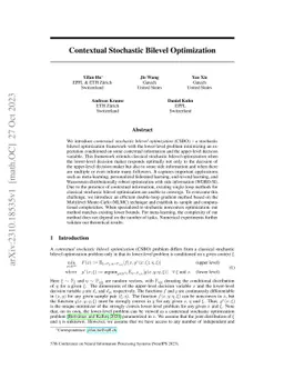 Contextual Stochastic Bilevel Optimization