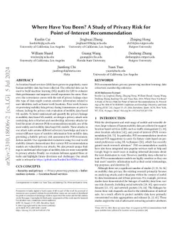 Where have you been? A Study of Privacy Risk for Point-of-Interest
  Recommendation